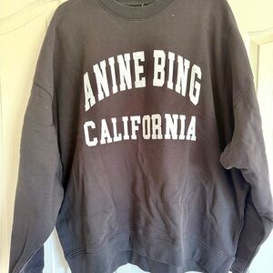Anine Bing Vintage Black Sweatshirt with White Lettering